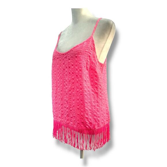 LILLY PULITZER Hot Pink  Sleeveless Camisole with Fringe Hem SZ S - Picture 3 of 11